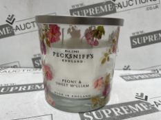 6 X BRAND NEW PECKSNIFFS ENGLAND 550G LUXURY PEONY AND SWEET WILLIAM SCENTED CANDLES RRP £57 EACH (