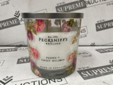 6 X BRAND NEW PECKSNIFFS ENGLAND 550G LUXURY PEONY AND SWEET WILLIAM SCENTED CANDLES RRP £57 EACH (