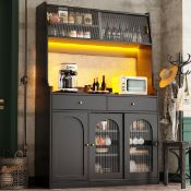 Boxed Kitchen Cabinet With Led, 5 Doors And 2 Drawers Black (contains 3 boxes) (LOC: SR6(2.5)-PP2393