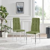 Boxed Pallo Button Tufting Luxury Fabric Dining Chairs - Modern Contemporary Design (Set of 2) Green