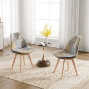 Boxed Avoca Linen Upholstered Side Chair in Multicoloured (Set of 2) (LOC: SR6.2.1-QA8441 - 1LP)