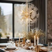 Boxed Dandelion 8-Light Glass Globe Starburst Sunburst Ceiling Light Sphere Sputnik Pendant (LOC: