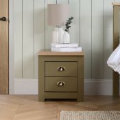 Boxed Napanoch 2 Drawer Bedside Table Olive (LOC: SR6(1.3)-PP2351 - 1LP)