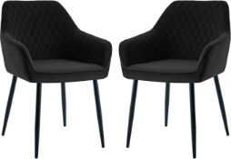 Boxed Velvet Dining chairs Set of 2 Armchairs with Thickened Cushion Velvet Fabric Ergnomic Design