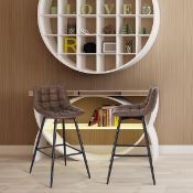 Boxed Yes Faux Leather Bar Stool with Steel Frame set of 2 Brown (LOC: SR6(1.1)-PP2321 - MP)
