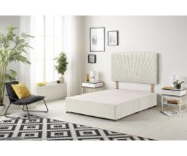 Boxed Sealcove Etheral Velvet Divan Bed Base with 32" Upholstered Headboard super king ivory (