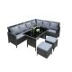 New & Boxed Luxury Corner Garden Dining Set – Grey Rattan Sofa Set with Table & Footstools. - Image 3 of 4