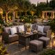 New & Boxed Luxury Corner Garden Dining Set – Grey Rattan Sofa Set with Table & Footstools. - Image 1 of 4