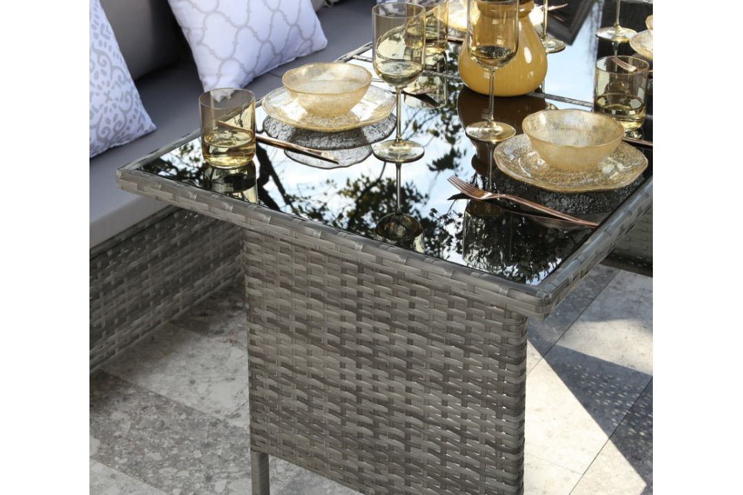 New & Boxed Luxury Corner Garden Dining Set – Grey Rattan Sofa Set with Table & Footstools. - Image 2 of 4