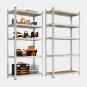 Boxed 5-Tier Galvanised Steel Shelving Unit x2 – Silver (180 x 90 x 40cm) (LOC: RS1.2-QA8583 - 1P)