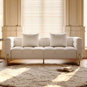 Boxed Axial Boucle Fluted 3-seater Sofa with Gold Legs. RRP £699.99. (LOC: SR7.2.5-QA8531 - FP)