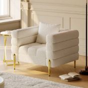 Boxed White Boucle Accent Chair Modern Modular Arm Chair. RRP £399.99. (LOC: SR7BW-QA8548 - QP)