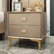 Boxed Modern 2-Drawer Bedside Table with Gold Legs Bedside Table . RRP £199.99. (LOC: SR7.2.4-QA8506