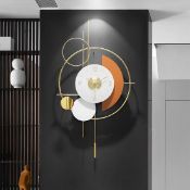 Boxed Modern 3D Round Wall Clock Decor Gold Pendulum Geometric Mute Metal Home Clock Art (LOC: SR7.