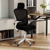 Boxed Ergonomic Mesh Office Chair with Breathable Backrest and Flip-up Armrests (LOC: SR7.2.5-QA8534