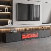 Boxed 180 cm Marble Veneer LED Flame TV Stand with 2 Drawers. RRP £749.99. (LOC: SR7.2.4-QA8504 -