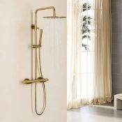 Boxed 250mm Modern Luxury Exposed Shower Fixture Thermostatic Rainfall Shower Head Gold. RRP £299.