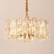 Boxed Clyvra Gold Crystal Chandelier 10-Light Ceiling Light with Adjustable Chain. RRP £249.99. (