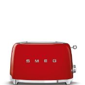 Smeg 50s Style TSF01RDUK Gloss Red 2-Slice Toaster. RRP £169.00. (LOC: RS2.7-QA8564 - 1P)