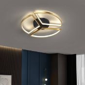 Boxed Geometric Semi Flush Mount LED Ceiling Light with Golden Frame (LOC: SR7.2.4-QA8515 - 1P)