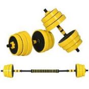 Boxed HOMCOM 25KG Dumbbell & Barbell Adjustable Set Plate Bar (LOC: RS2.6-QA8569 - 1LP)