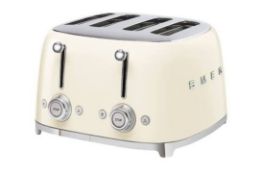 Smeg 50's Style 4 Slice Toaster | TSF03CRUK | Cream. RRP £229.00. (LOC: RS2.7-QA8565 - 1P)