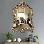 Boxed Large Vintage French Arch Shield Wall Mirror Gold Finish . RRP £359.00. (LOC: SR7.2.3-QA8500 -