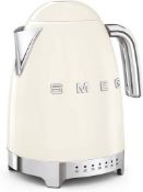 Smeg 50s Style KLF04CRUK Cream Variable Temperature Electric Kettle. RRP £229.00. (LOC: RS2.7-QA8563