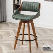 Boxed Swivel Yes Bamboo Poplar Upholstered Solid Wood Faux Leather Bar Stool with Solid Wood