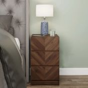 Boxed Kascha 3 Drawer Bedside Table (LOC: SR6.5.2-QA8633 - 1LP)