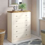 Boxed 90 cm W Chest of 5 Drawers (LOC: SR6.5.4-QA8687 - HP)