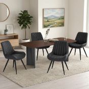 Boxed Modern Dining Chairs 54.8*46.9*83.2cm Tech Fabric Upholstery with Stylish Design Set of 4 (