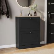 Boxed 2 Drawer Shoe Cabinet with Top Modern Shoe Storage For Hallway Living Room & Bedroom (LOC:
