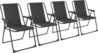 Harbour Housewares Folding Metal Garden Beach Chairs - Black - Pack of 4 (LOC: SR3(5.2)-PP2430 -