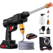 2 Rechargeable Batteries Cordless Electric High Pressure Car Washer, Handheld Jet Water Wash Cleaner