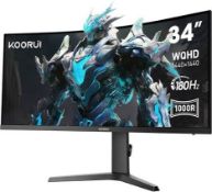 KOORUI 34 Inch Curved Gaming Monitor, 180Hz, WQHD 1440P, MPRT 1MS, HDR 400 (LOC: SR6.6.1-QA8850 -