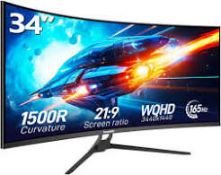 Gawfolk GF340C Ultrawide Curved Gaming Monitor, 34" UWQHD VA Display, 165Hz Refresh Rate (LOC: SR6.