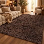 Aspire Homeware Brown Shaggy Area Rug Soft Plush Indoor Carpet Rectangle 120cm Width X 170cm