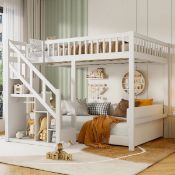 Boxed Ruohai Bunk Bed With Stairs And Storage Space. RRP £569.99. *contains 1 box out of 3* (LOC: