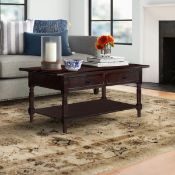 Boxed Banes Solid Wood Four Leg Coffee Table with Storage (LOC: SR6.8.3-QA9174 - 1LP)