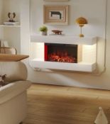 Boxed Wall Mounted Electric Fireplace With Multi Ambient Light Colors, 1800w Heater, (LOC: