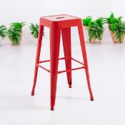 Boxed Stylish Clarke Metal Indoor/Outdoor Stool – Sleek Barstool with Gleaming Finish, Stackable &