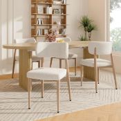 Boxed Boucle Upholstered Metal Side Chair in Beige. RRP £259.99. Set of 2. (LOC: SR6.8.3-QA9171 -