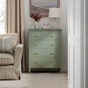 Boxed Oakham Chest of 4 Drawers, Desert Sage RRP £289.99. Clean lines meet timeless elegance with