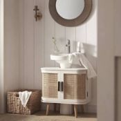 Boxed Izzy Curved Rattan Undersink Unit, White RRP £219.99. Fresh, airy, and full of texture, our
