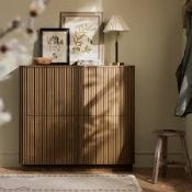 Boxed Maru 4-Door Shoe Storage Cabinet, Silver Oak RRP £439.99. Crafted in solid ash and ash veneer,