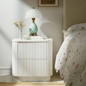 Boxed Maru 2-Drawer Bedside Table, Washed White RRP £279.99. Our Maru 2-Drawer Bedside Table in