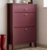 Boxed Oakham 2-Tier Shoe Cabinet with Top Drawer, Wild Cherry. RRP £239.99. Bold and beautifully