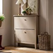 Boxed Oakham 2-Tier Shoe Cabinet, Deep Greige RRP £219.99. A sleek solution for stylishly tackling