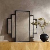 Boxed Sonia Black Metal Frame Art Deco Square Wall Mirror 90 x 90 cm RRP £239.99. Measuring 90 x